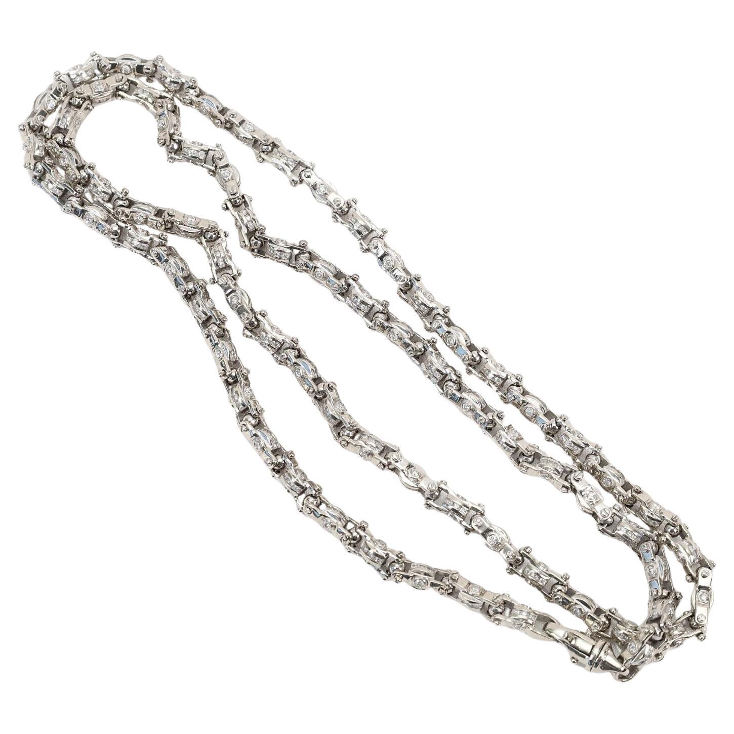 14k Weißgold Einzigartige Diamant-Gliederkette, 38,5 Zoll - 175.5 g