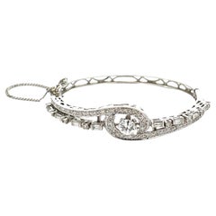 14K White Gold Vintage 1.1 Carat Weight Diamond Bracelet
