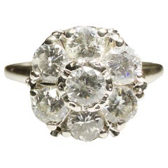 14K White Gold Vintage 1.5 Carat Raised Diamond Ring with Appraisal  Size 7.5