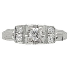 14K Weißgold Vintage .27cttw Diamantring Größe 8