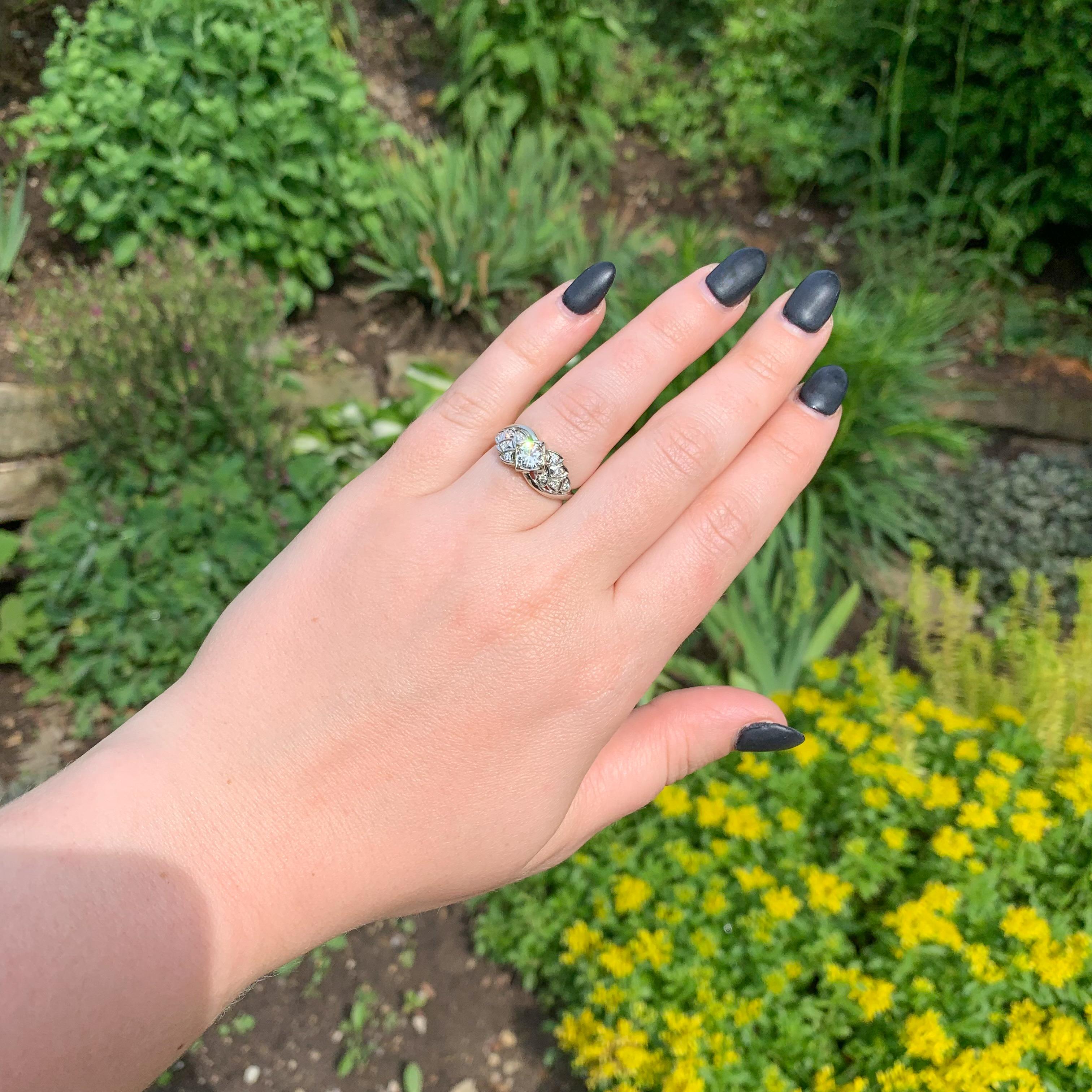 14K White Gold Vintage .50ct Diamond Engagement Ring with GIA Report 1