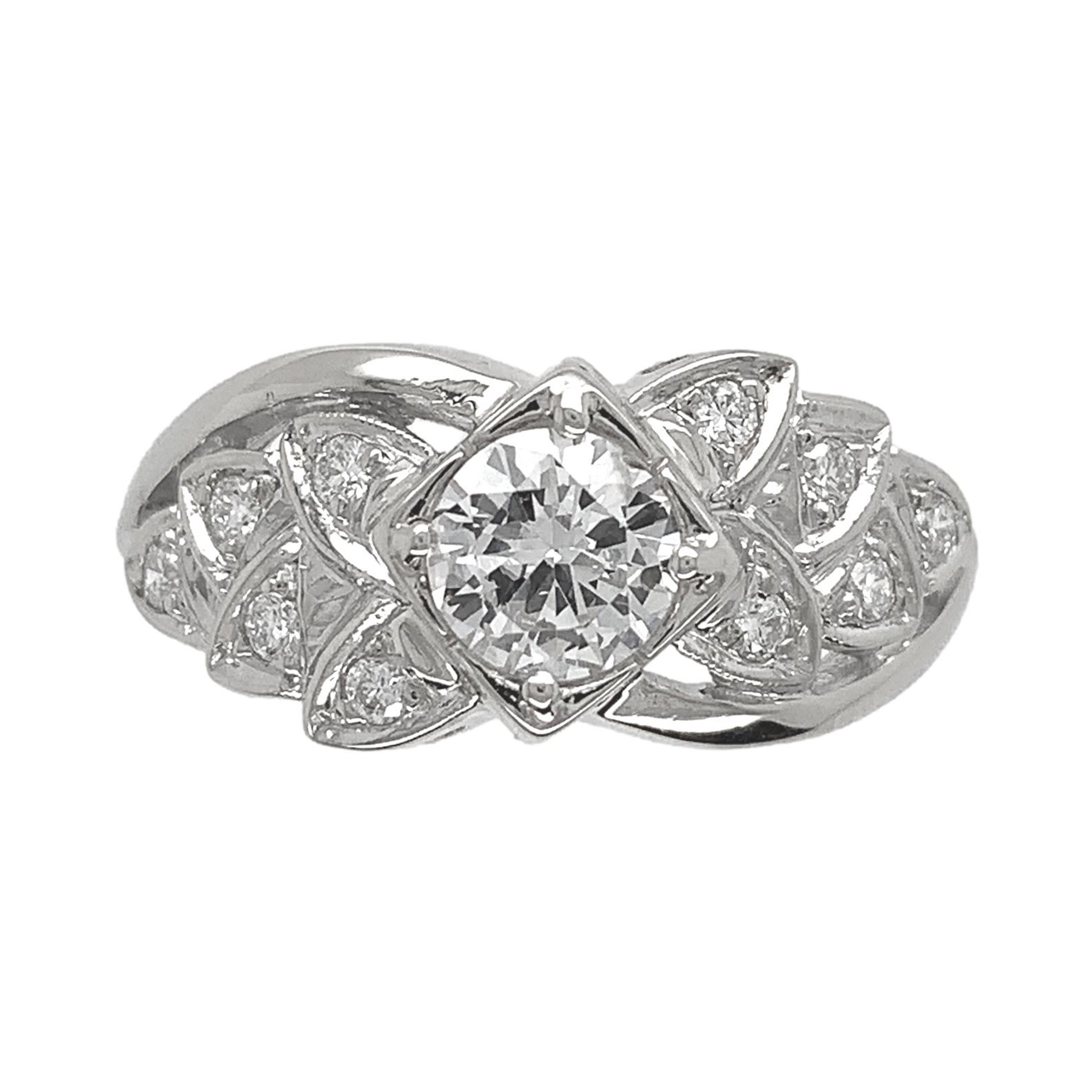 14K Weißgold Vintage .50ct Diamant Verlobungsring mit GIA Bericht
