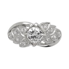 14K Weißgold Vintage .50ct Diamant Verlobungsring mit GIA Bericht