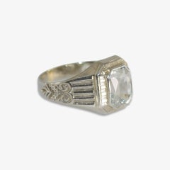 14K White Gold Vintage Aquamarine Ring 2.8g