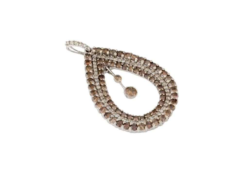 14 Karat Weißgold Vintage Schokoladen-Diamant-Anhänger im Zustand „Neu“ im Angebot in New York, NY
