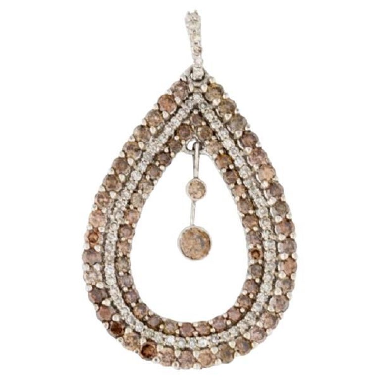 14k White Gold Vintage Chocolate Diamond Pendant For Sale at 1stDibs