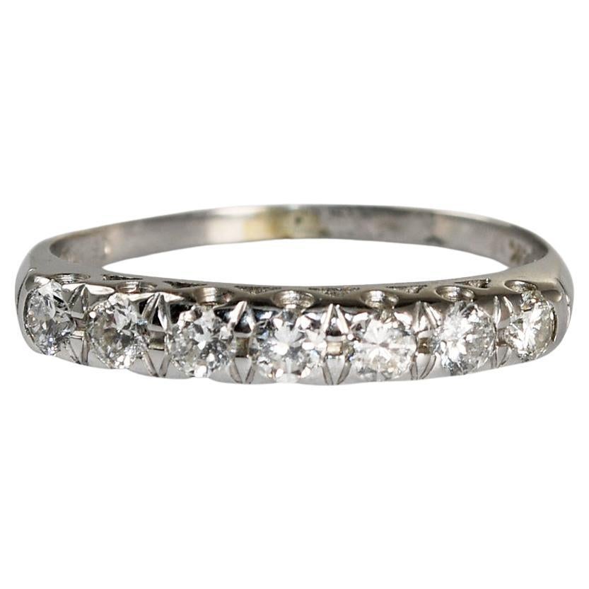 Fascia di diamanti vintage in oro bianco 14K 0,35ct