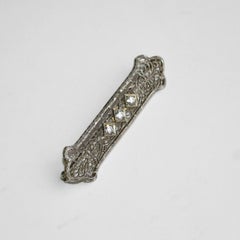 14K White Gold Vintage Diamond Brooch 0.20ct