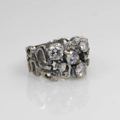14 Karat Weißgold Vintage Diamant-Cluster-Ring mit 1,50 Karat