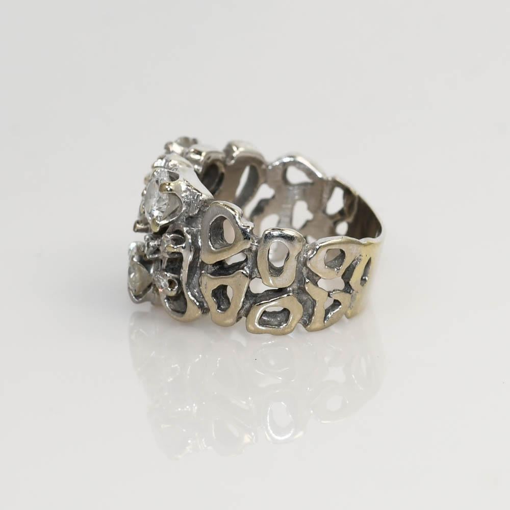 14 Karat Weißgold Vintage Diamant-Cluster-Ring mit 1,50 Karat im Zustand „Hervorragend“ im Angebot in Laguna Beach, CA