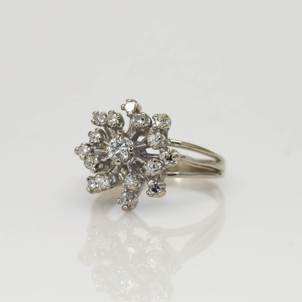 yellow gold vintage diamond cluster ring