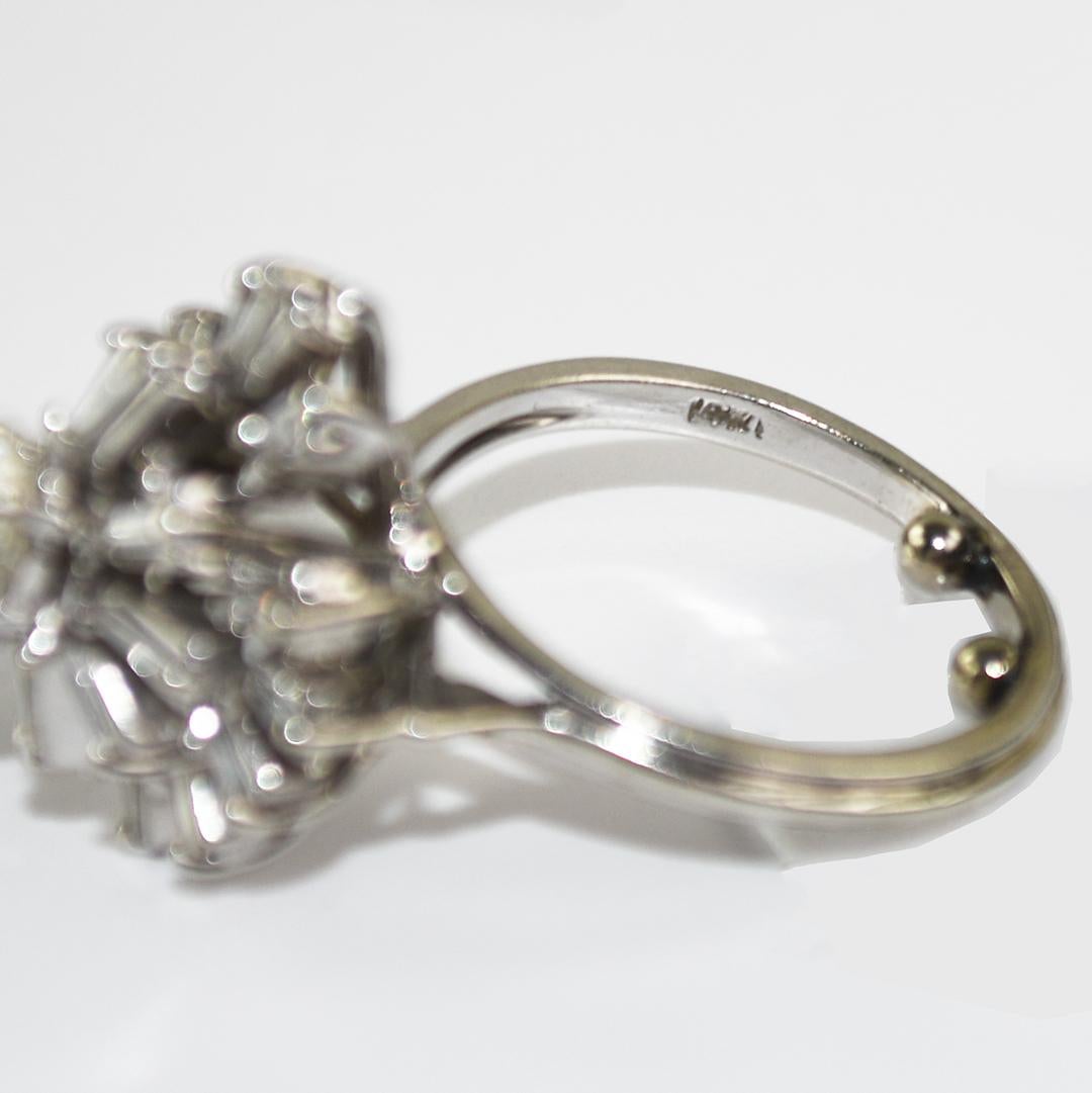 Anillo de cóctel de diamantes vintage de oro blanco de 14 quilates 0,80 ct en venta 2