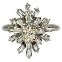 14K White Gold Vintage Diamond Cocktail Ring 0.80ct