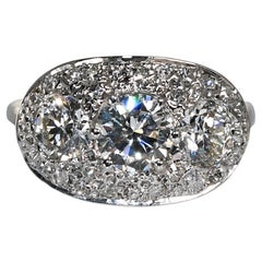 14K White Gold Vintage Diamond Cocktail Ring 2.15ct