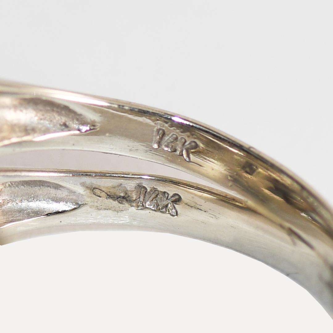 14K White Gold Vintage Diamond Engagement Wedding Ring Set 0.65ct For Sale 3