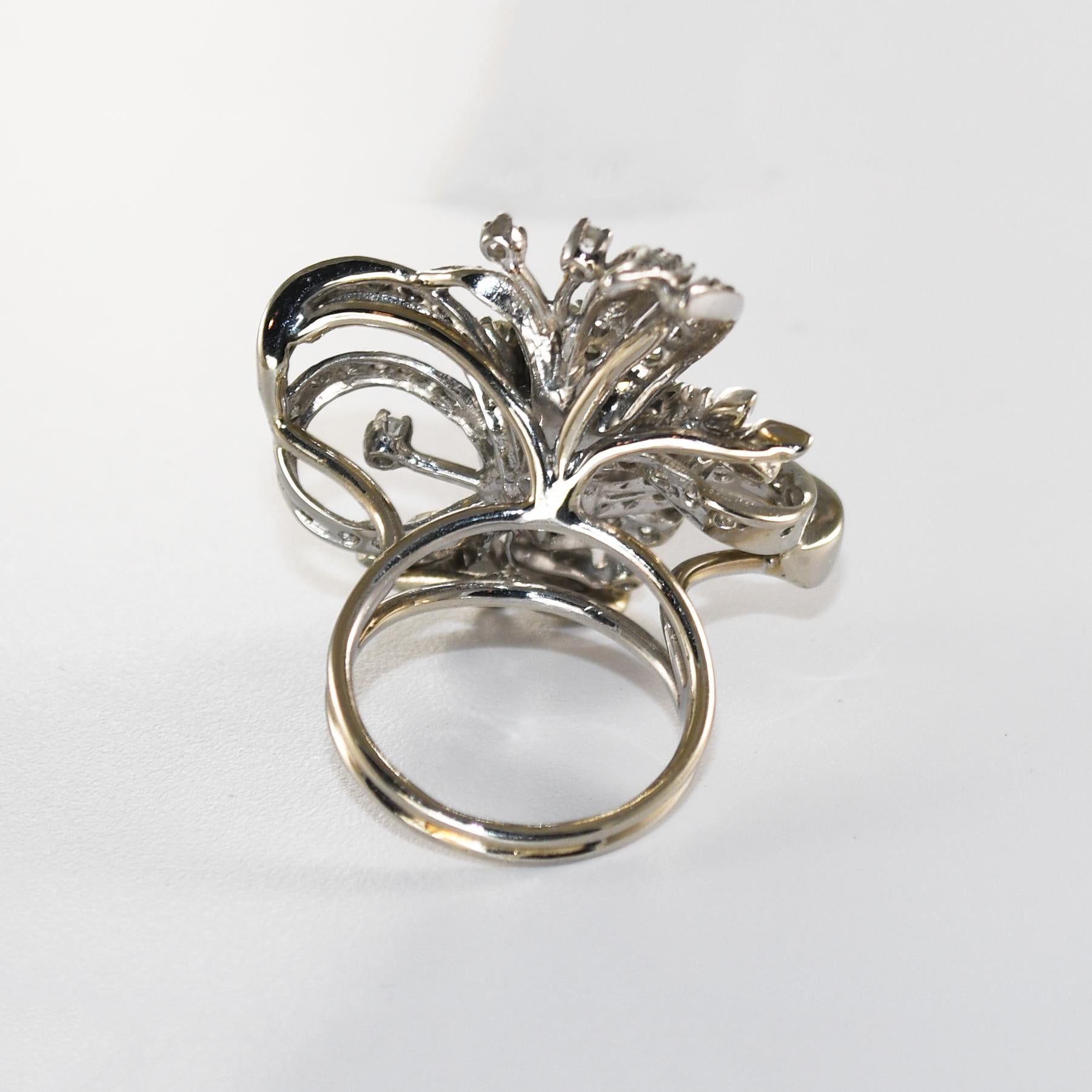 Anello a nastro con diamante vintage in oro bianco 14K 2,00ct In condizioni ottime in vendita a Laguna Beach, CA