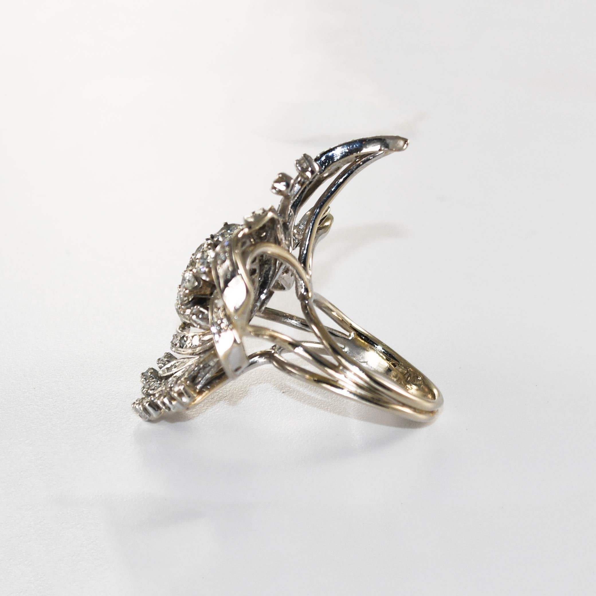 da uomo o donna Anello a nastro con diamante vintage in oro bianco 14K 2,00ct in vendita