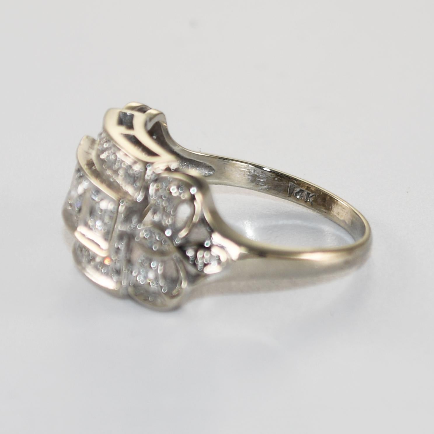 Bague en or blanc 14K avec diamant vintage 0.20ct en vente 2