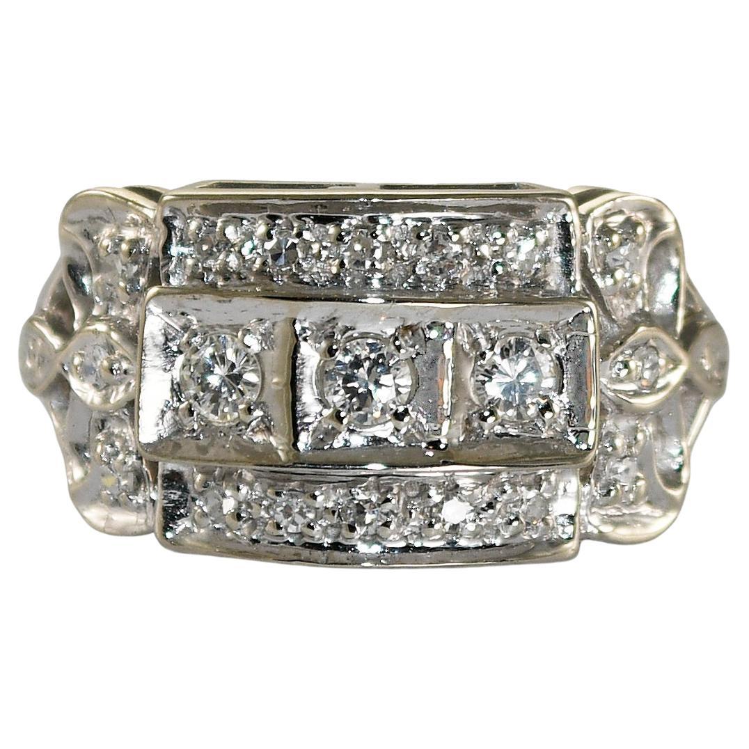 14K White Gold Vintage Diamond Ring 0.20ct