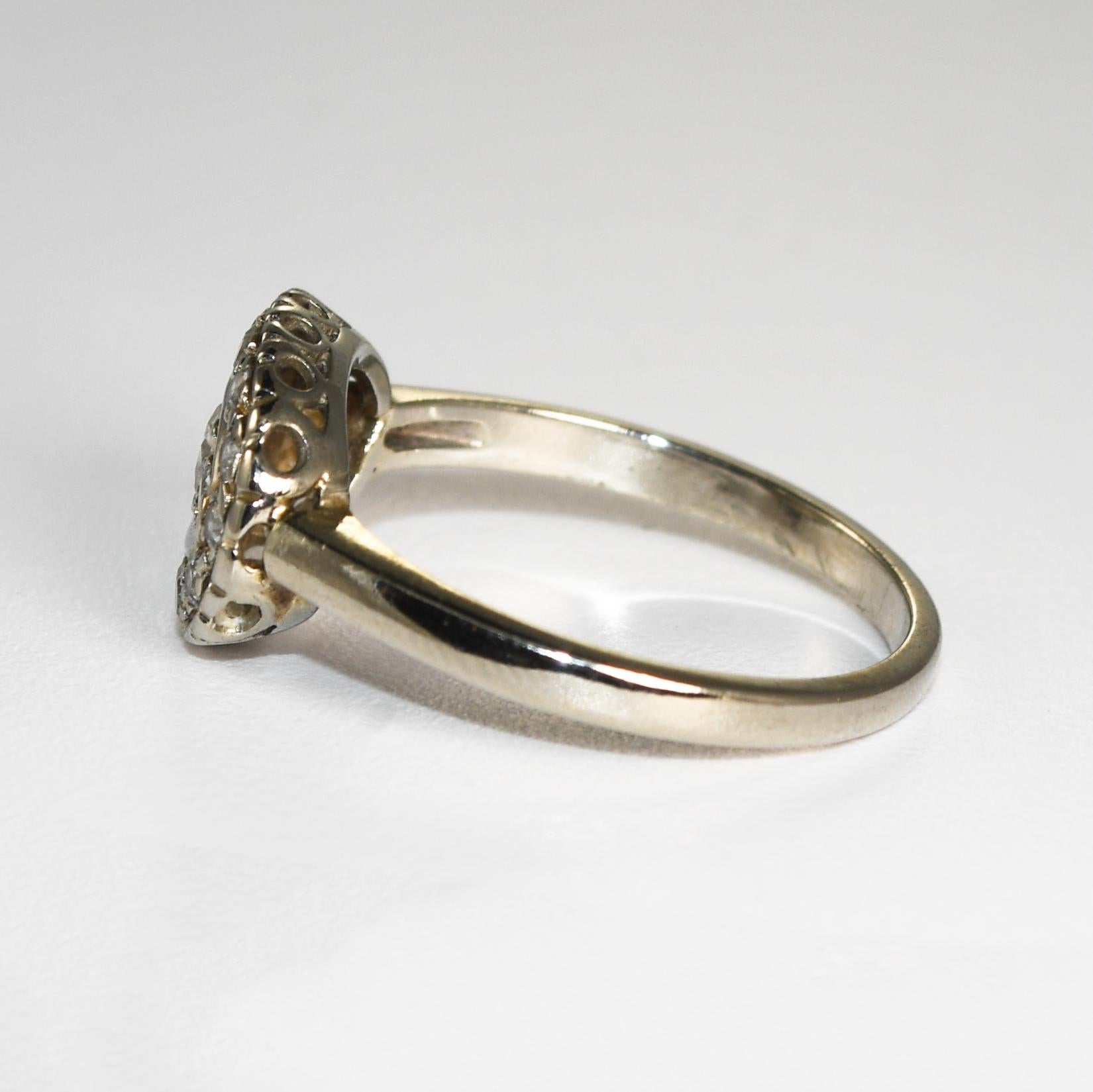 Anello con diamante vintage in oro bianco 14K 0,25ct In condizioni ottime in vendita a Laguna Beach, CA