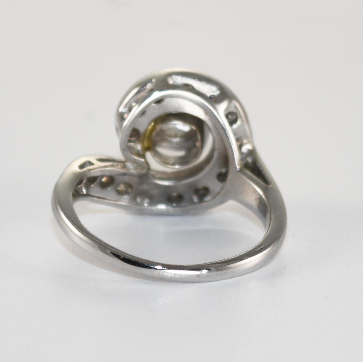 Anello con diamante vintage in oro bianco 14K 0,45ct In condizioni ottime in vendita a Laguna Beach, CA