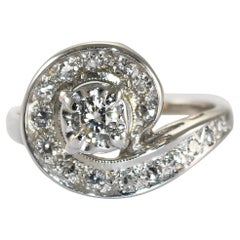 14K White Gold Vintage Diamond Ring 0.45ct