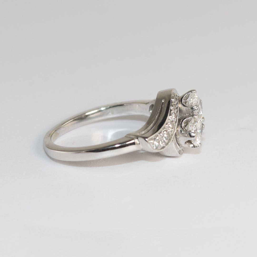 Round Cut 14K White Gold Vintage Diamond Ring 0.65ct