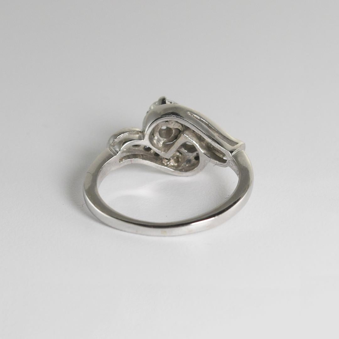 14K White Gold Vintage Diamond Ring 0.65ct In Excellent Condition In Laguna Beach, CA