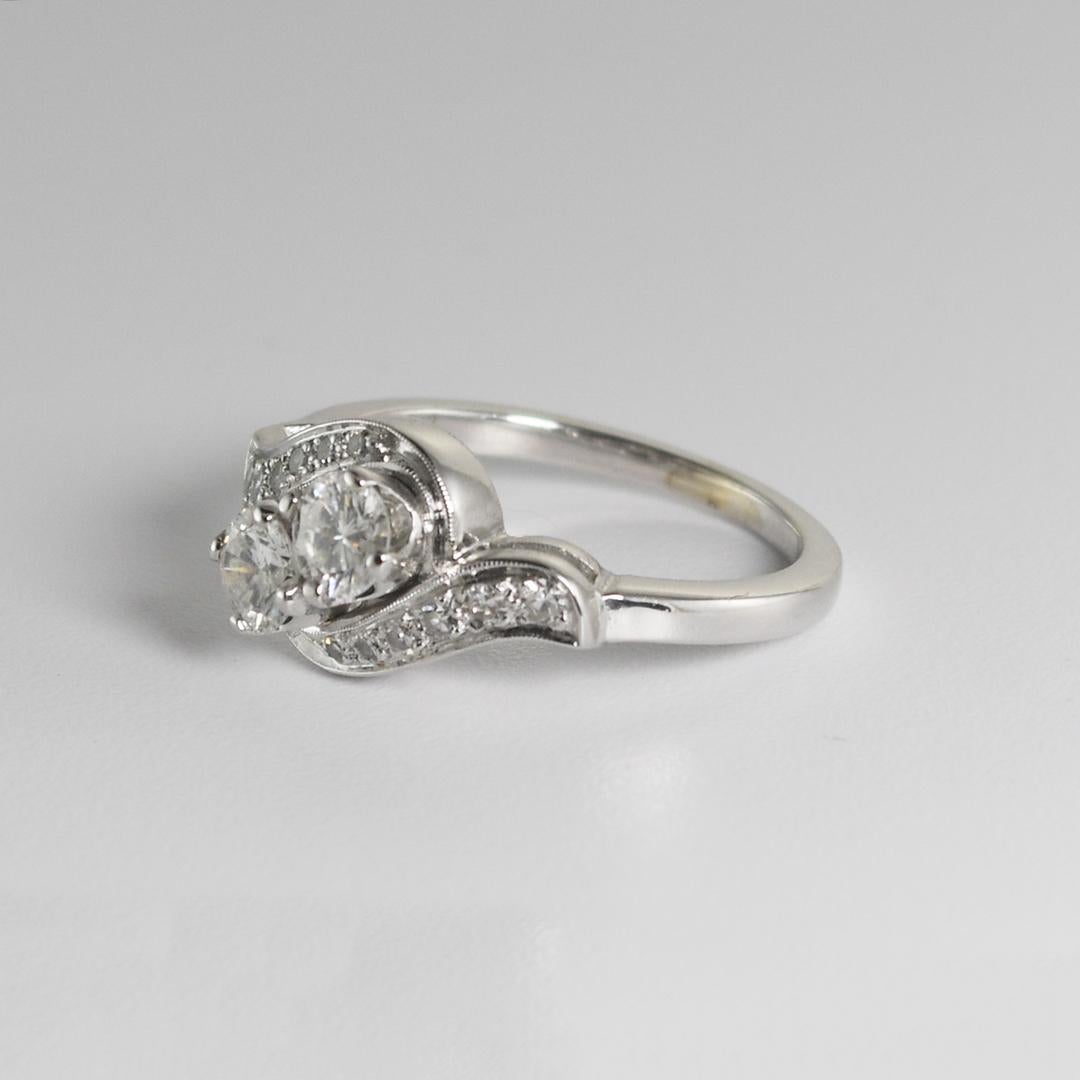 14K White Gold Vintage Diamond Ring 0.65ct 1