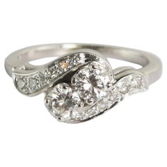 14K White Gold Vintage Diamond Ring 0.65ct