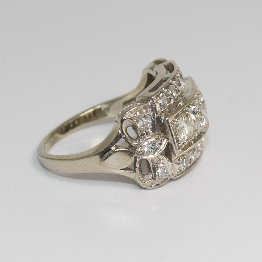 Round Cut 14K White Gold Vintage Diamond Ring 0.75ct