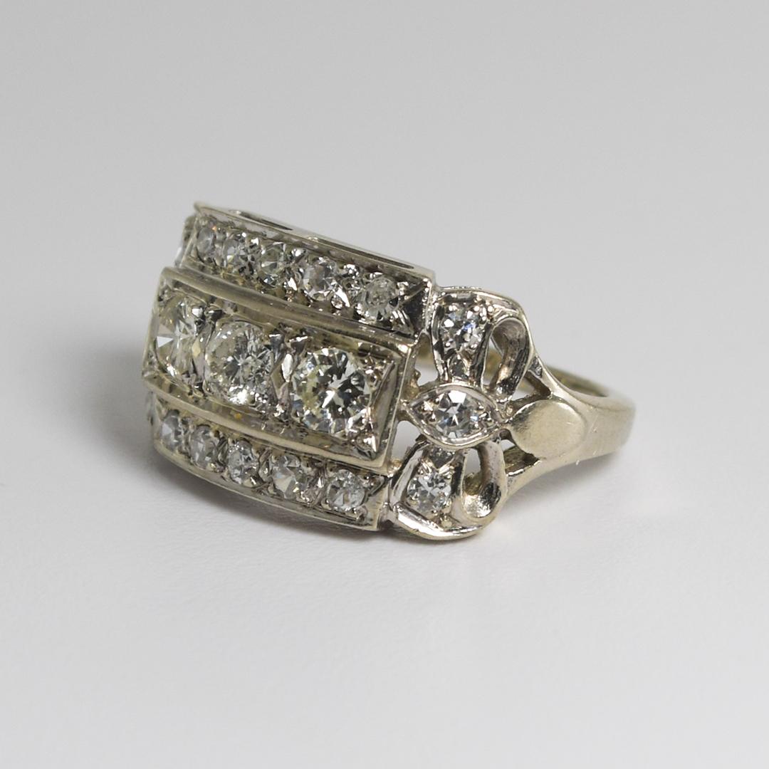 14K White Gold Vintage Diamond Ring 0.75ct 1