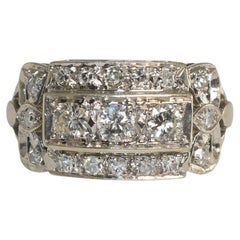 14K White Gold Vintage Diamond Ring 0.75ct
