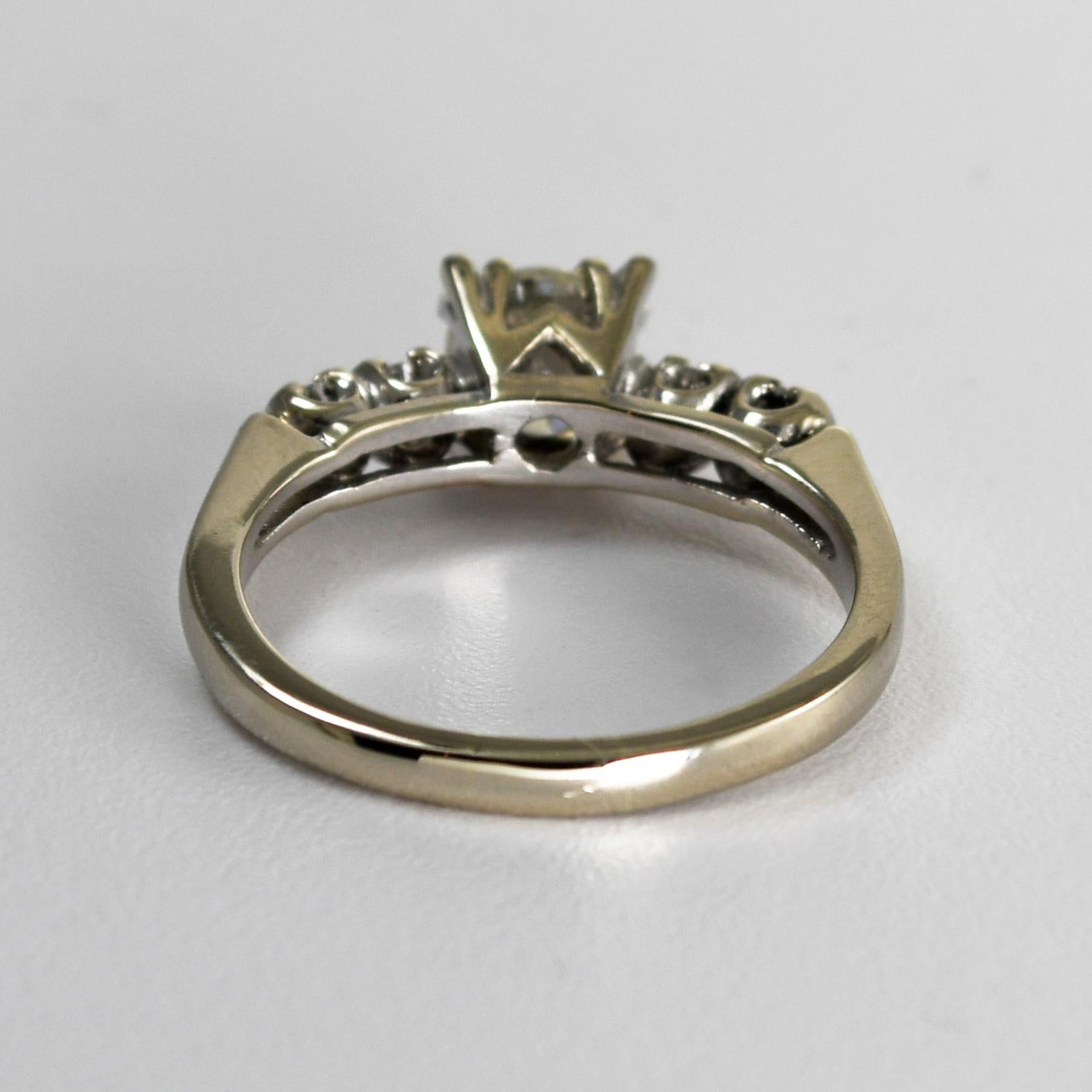 Anillo Diamante Vintage Oro Blanco 14K 1.00ct en Excelente estado para la venta en Laguna Beach, CA