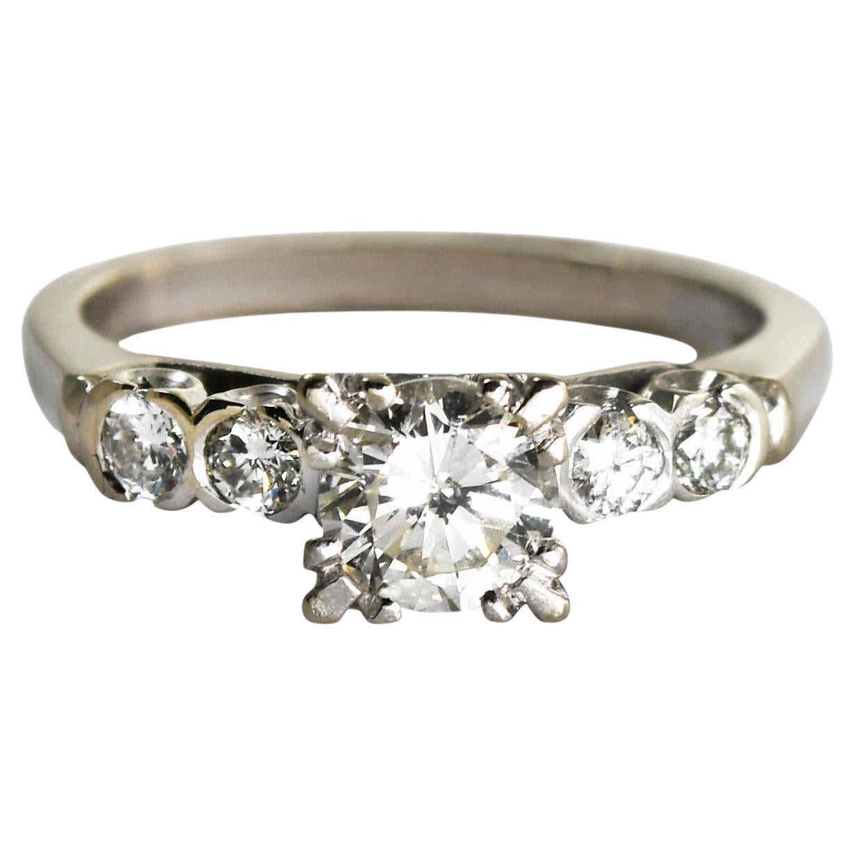 14K White Gold Vintage Diamond Ring 1.00ct