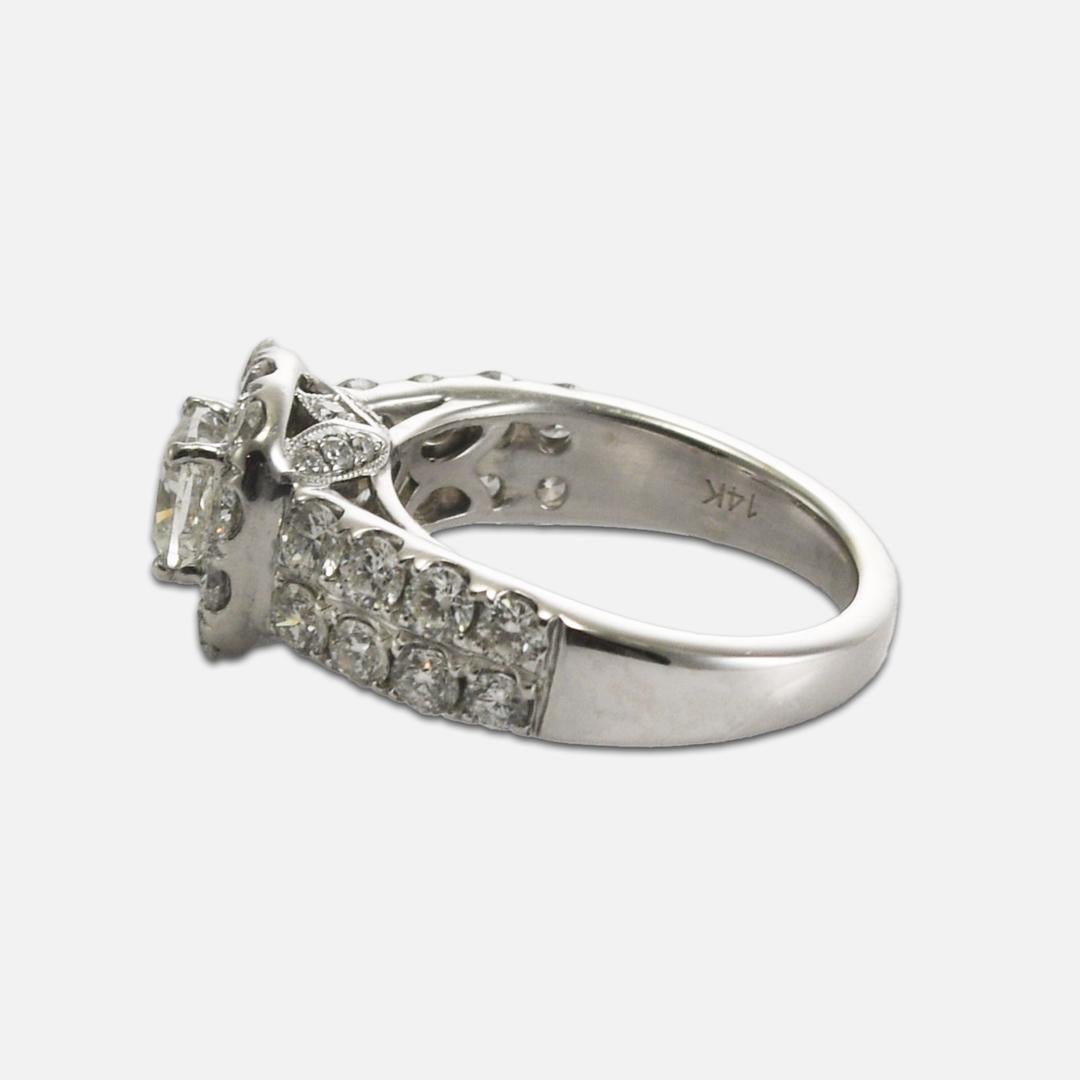 14K Weißgold Vintage Diamantring 2,68 Karat GIA zertifiziert im Zustand „Hervorragend“ im Angebot in Laguna Beach, CA
