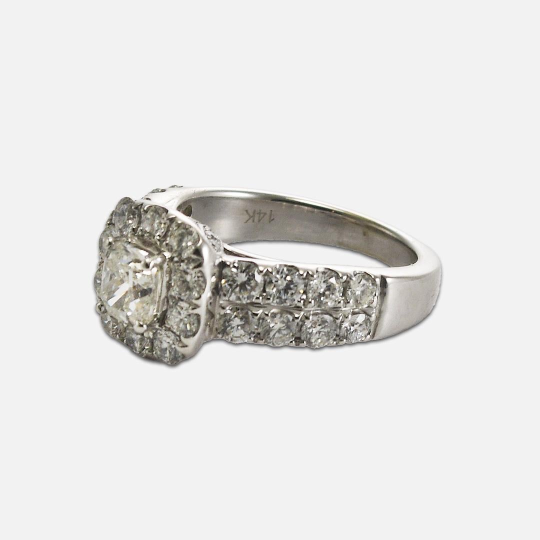 14K Weißgold Vintage Diamantring 2,68 Karat GIA zertifiziert für Damen oder Herren im Angebot