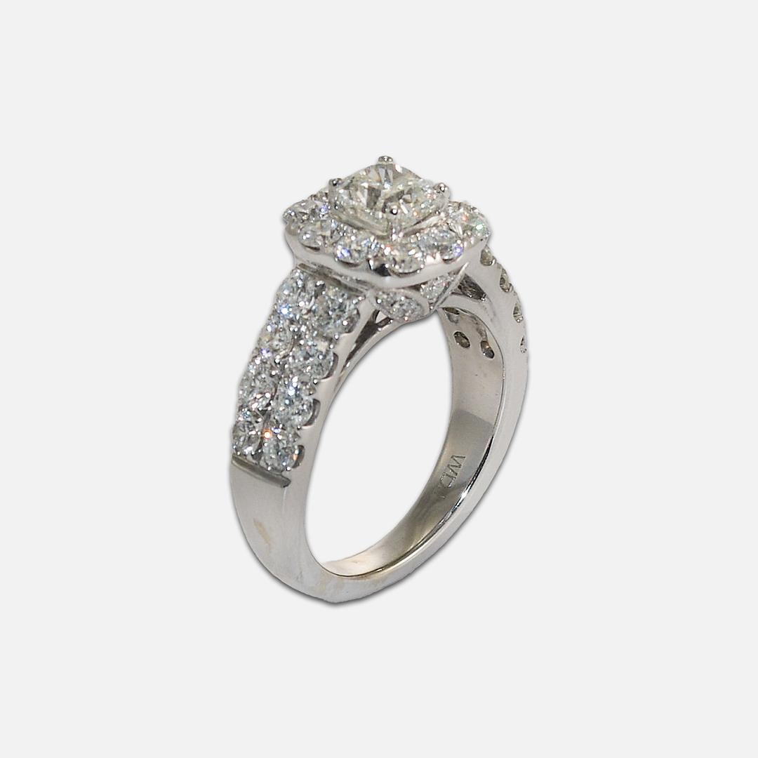 14K Weißgold Vintage Diamantring 2,68 Karat GIA zertifiziert im Angebot 1