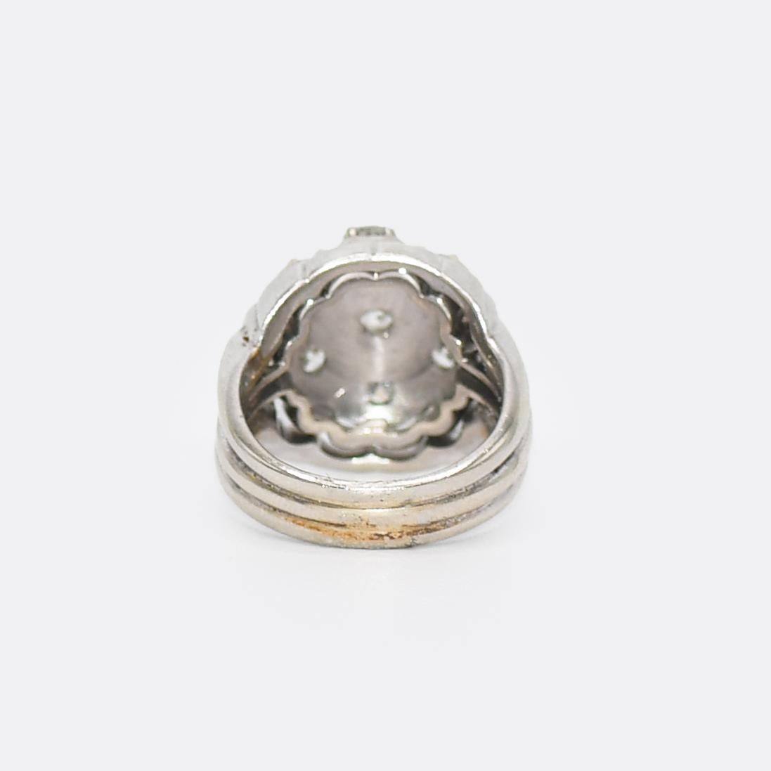 Anillo de diamantes Vintage Estate de oro blanco de 14 quilates 1,00 ct Corte redondo en venta
