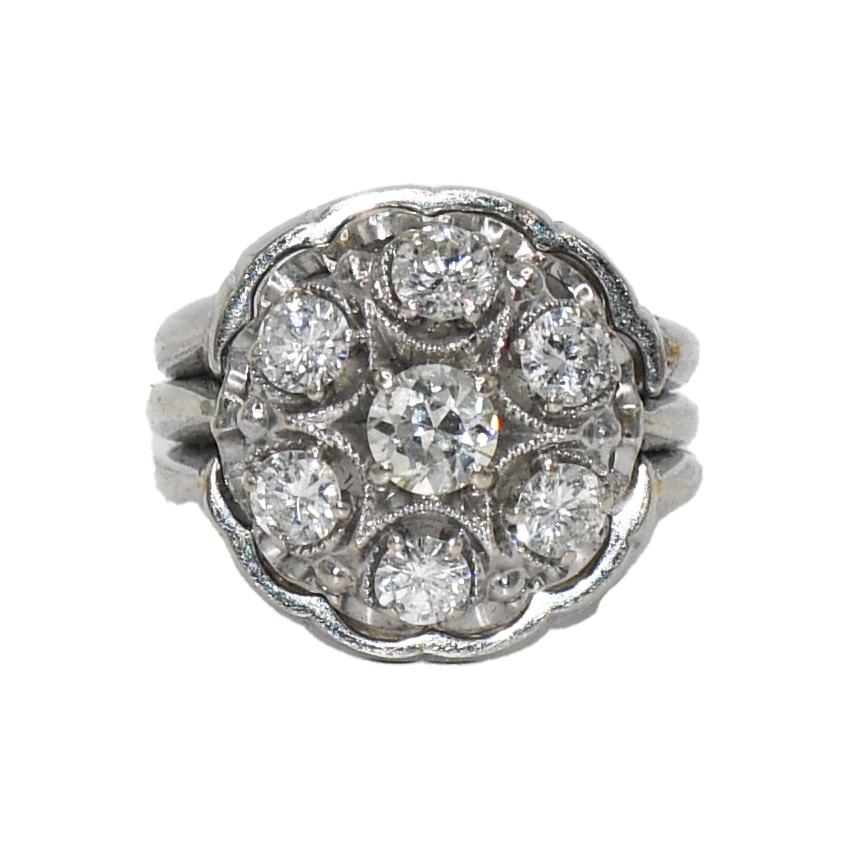 14 Karat Weißgold Vintage Estate Diamantring 1,00 Karat