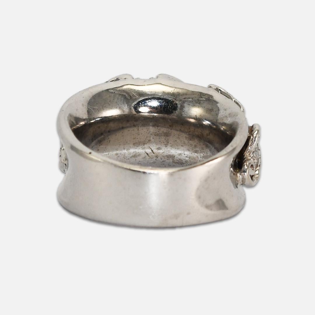 Anillo Diamante Flor Vintage Oro Blanco 14K en Excelente estado para la venta en Laguna Beach, CA