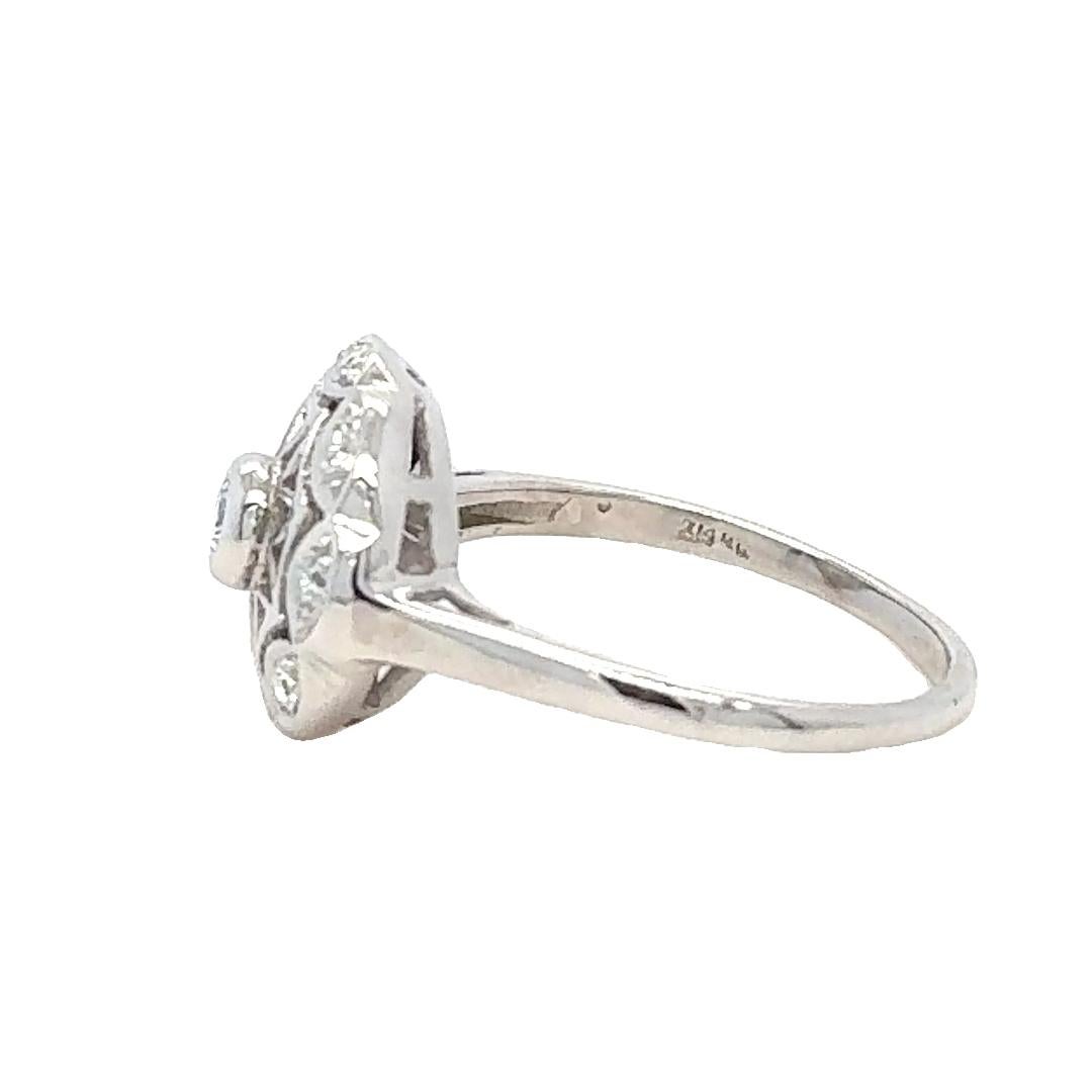 14K Weißgold Vintage-inspirierte kreisförmige Diamant-Ringe im Zustand „Gut“ im Angebot in Coral Gables, FL