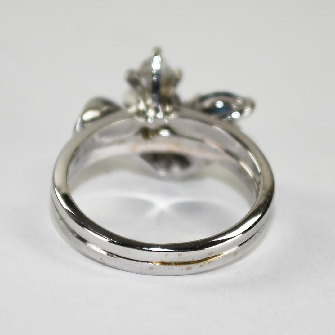 14K White Gold Vintage Sapphire & Diamond Ring 4.1g en Excelente estado para la venta en Laguna Beach, CA