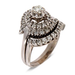 14 Karat White Gold Vintage Single Cut Cluster Diamond Ring '2/3 ct. tw'