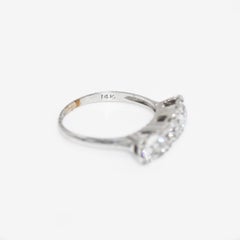 14K White Gold Vintage Three Diamond Ring 1.05ct