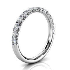 Bague Voyage français en or blanc 14 carats avec diamants pavés de 1/2 carat « Tw »