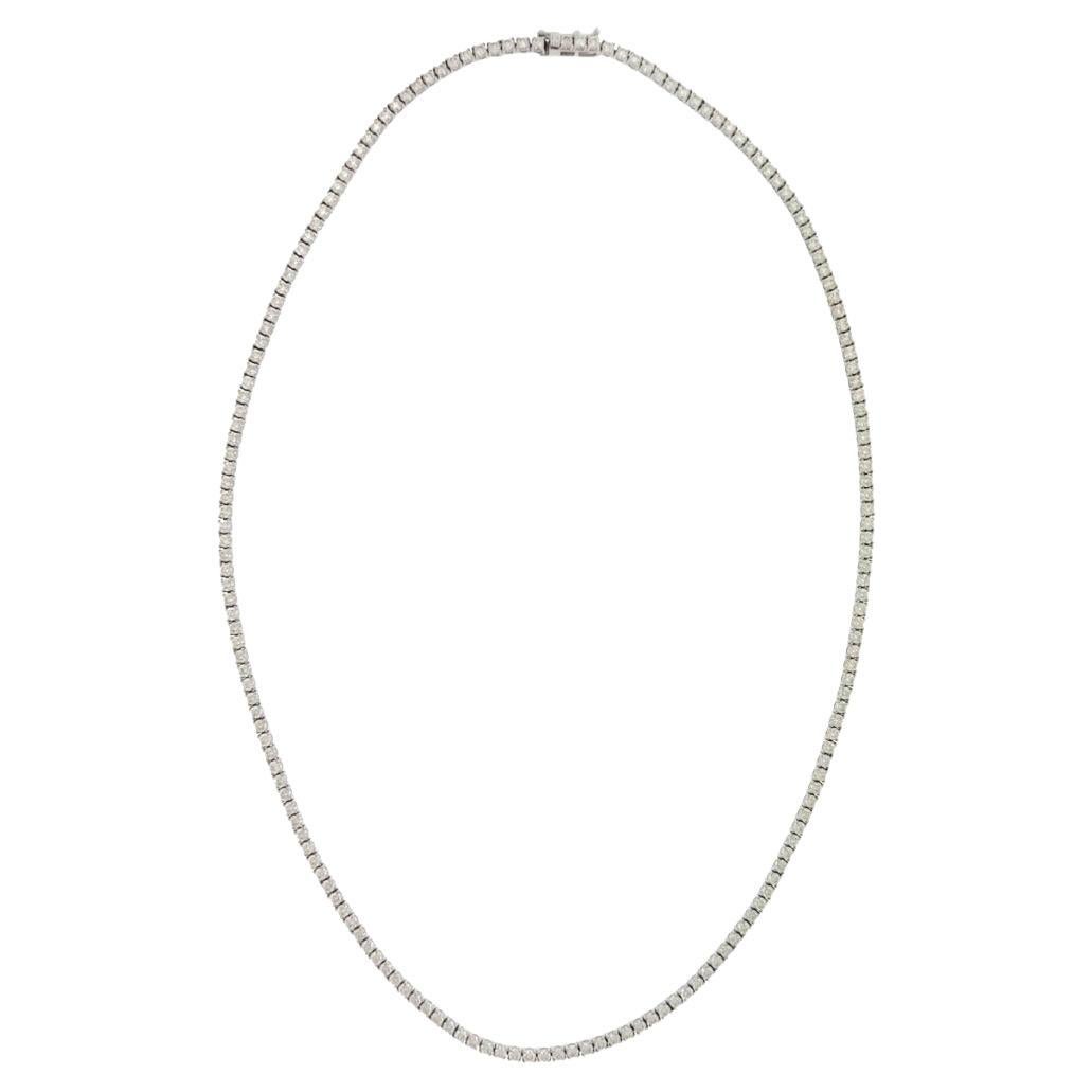 14k White Gold VS Diamond Tennis Necklace 6.76 CTW For Sale