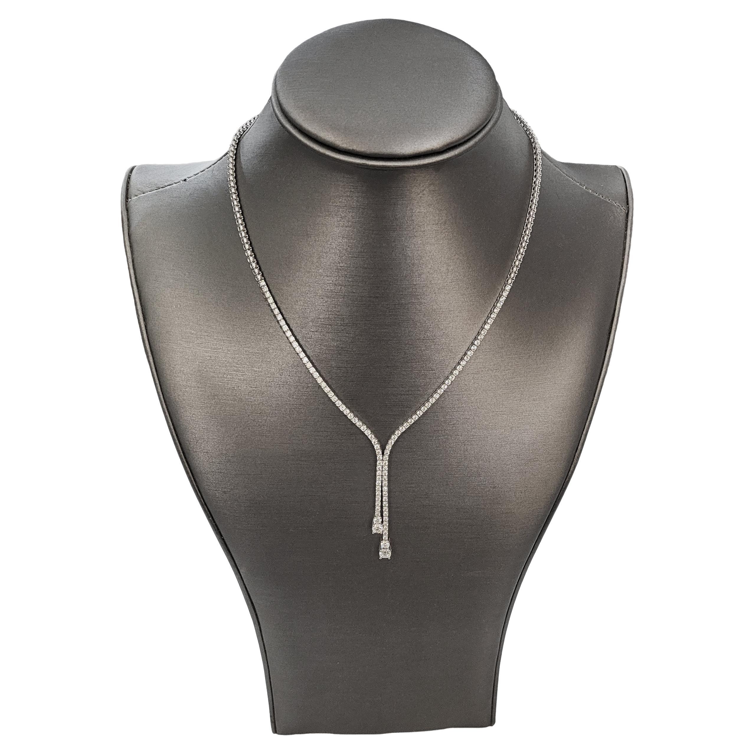 14k White Gold VS G Diamond Necklace 20" For Sale