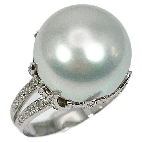 14K White Gold White Pearl and Diamond Ring For Sale