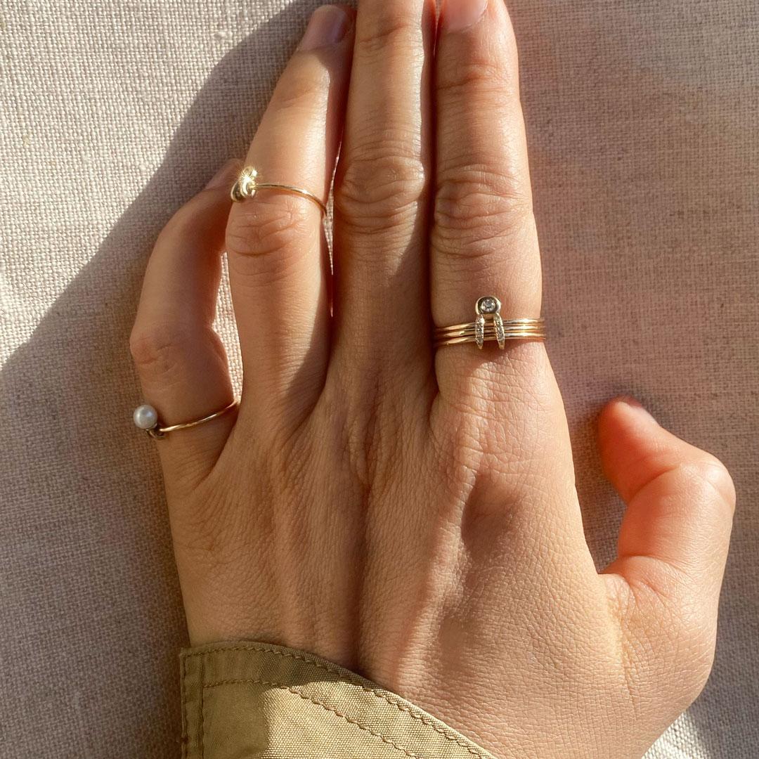 14k Or blanc Perle blanche Bouger Lucky Rabbit Bunny Animal Ring Baubou Neuf - En vente à Long Island City, NY